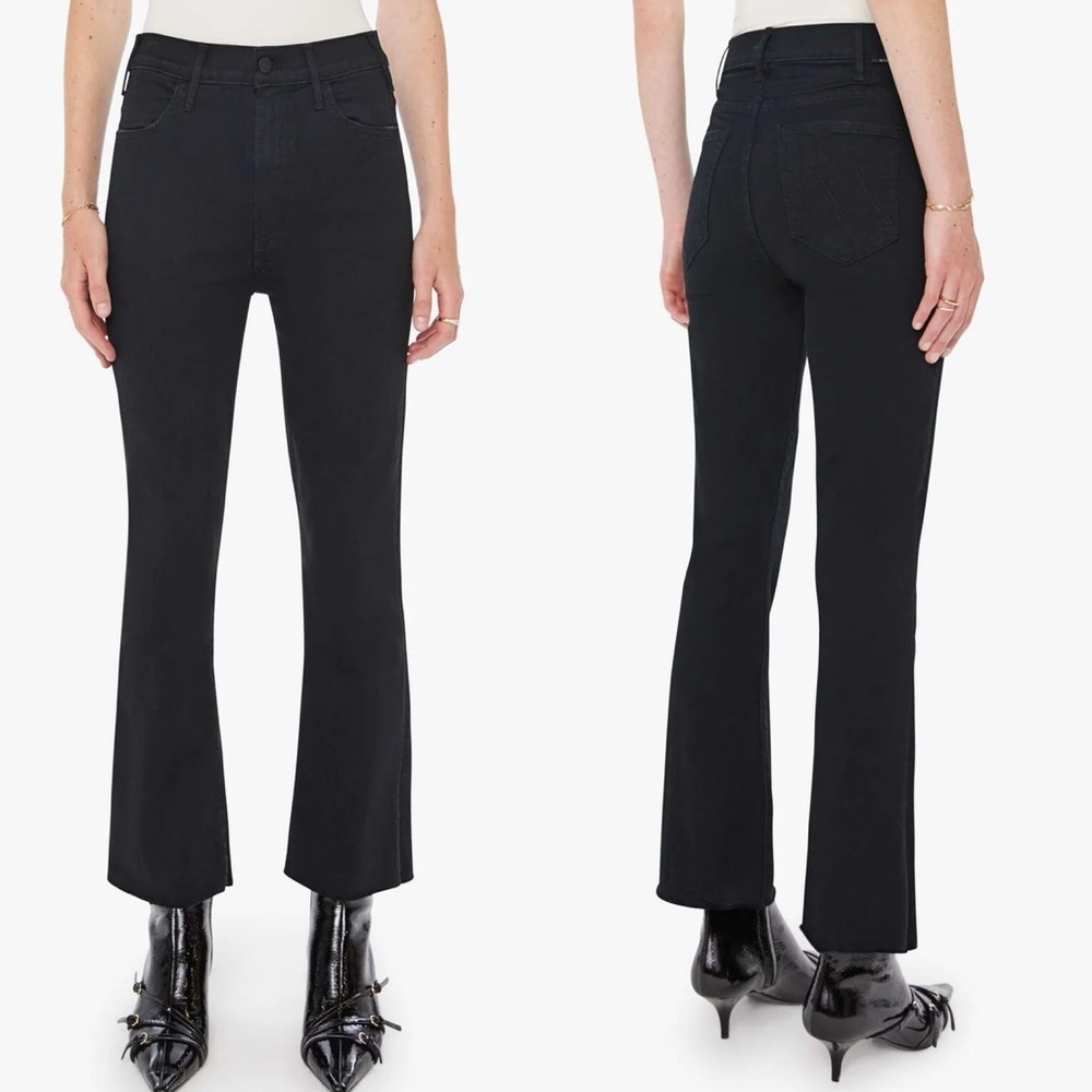 Mother The Hustler Ankle Fray Not Guilty Black High Waist Flare sz 29